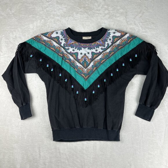 Vintage Hazlewood Southwestern Women's Medium Beaded Tasseled Fringe Country - Picture 1 of 8